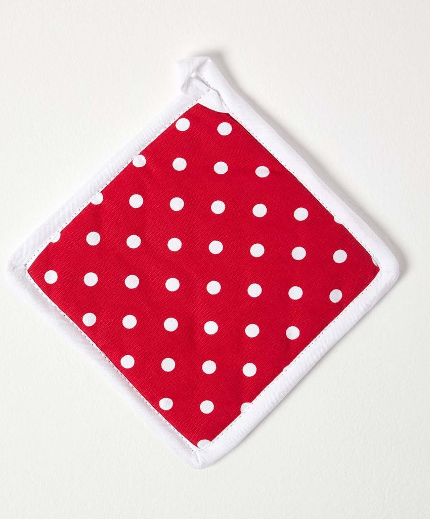 HOMESCAPES Topflappen Untersetzer Polka Dots rot