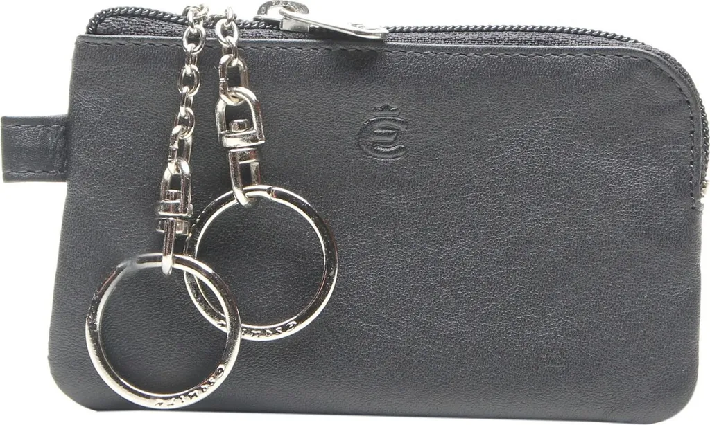 Esquire Portachiavi in Pelle Nera con Logo e Zip - Custodia Premium