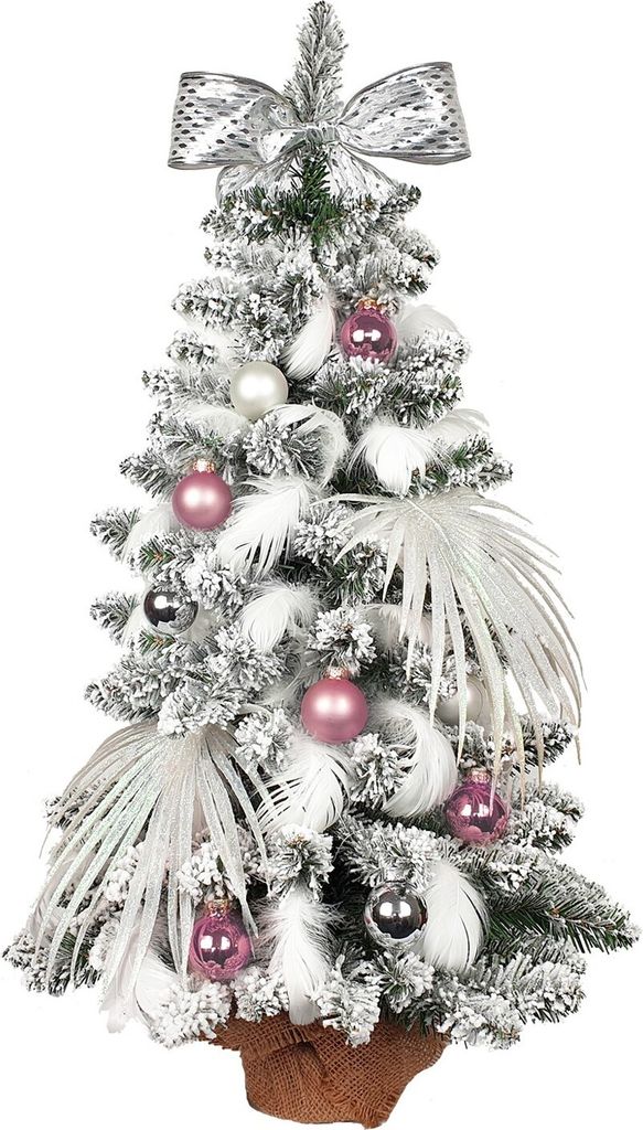 Dekorierter künstlicher Weihnachtsbaum POLAR PINK 60 cm mit LED-Beleuchtung IN FLOWER