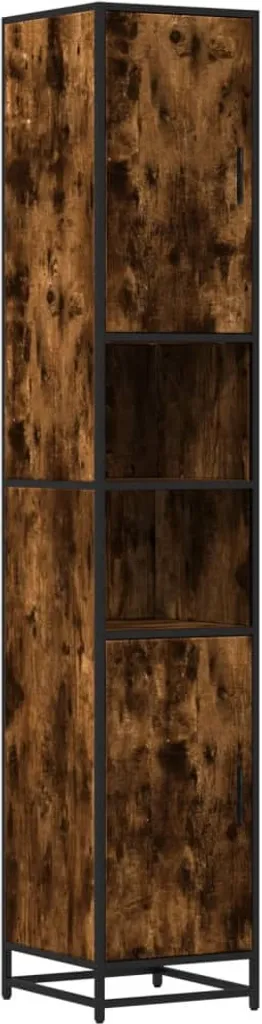 vidaXL Mobile da bagno in rovere fumé 35x37,5x188,5 cm Materiale a base di legno metallo