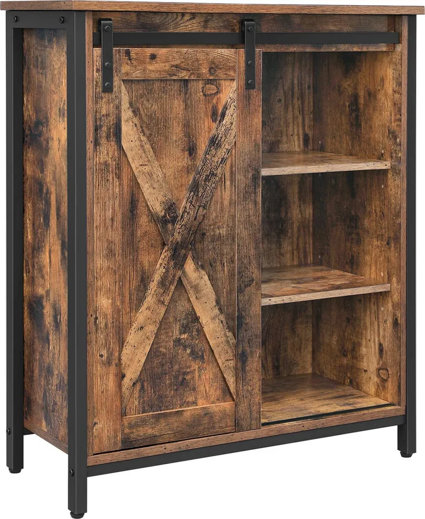 Buffet Rootz industriel 70x30x80 cm avec porte coulissante vintage