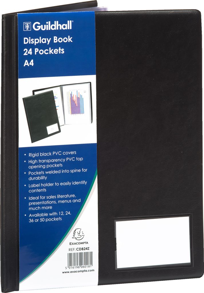 Exacompta 5x Sichtmappe mit Deckel PVC 1,4mm, 24 Hüllen, A4 - Schwarz - CDB24Z