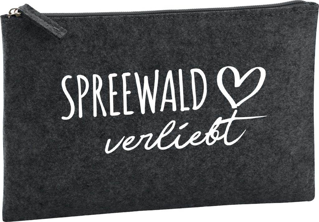 Huuraa Kulturbeutel Spreewald verliebt 1 Liter Charcoal Filz Kosmetiktasche Geschenkidee