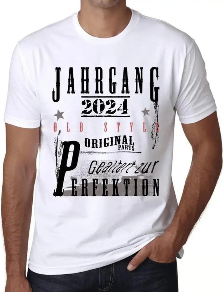 Herren Grafik T-Shirt Zur Perfektion gereift 2024 Öko-Verantwortlich Vintage Jahrgang Kurzarm Lustige Druck Geburtstag Geschenk Mann