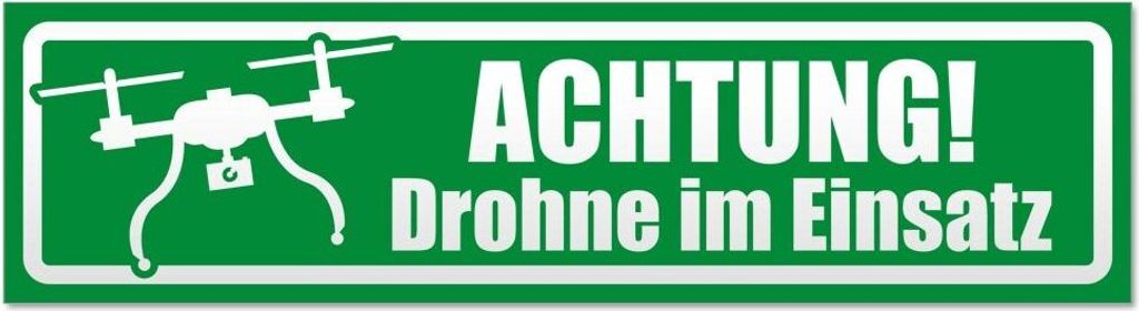 Kiwistar Achtung Drohne im Einsatz invertiert Magnetschild Schild magnetisch - 45cm Grün - Magnetfolie für Auto PKW Kfz