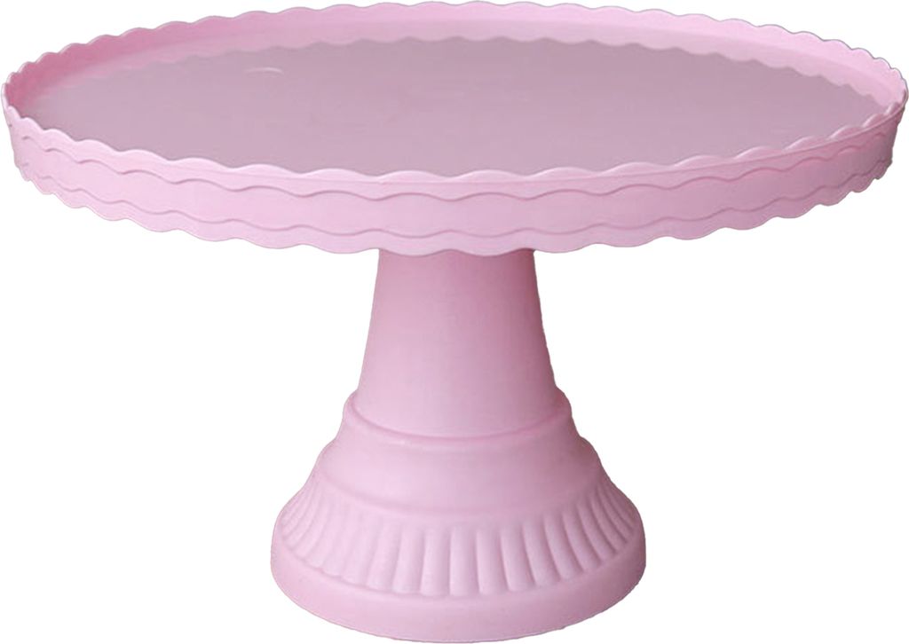 Kuchenständer stabiler nicht rutscher Plastikwellen-Design-Dessert-Display-Teller für Hochzeit-Rosa