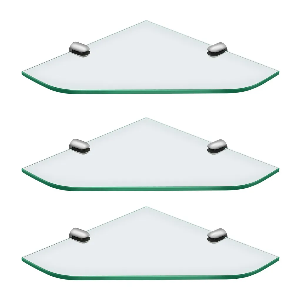 Set 3 Mensole Angolari S'AFIELINA in Vetro 6mm per Bagno Moderno