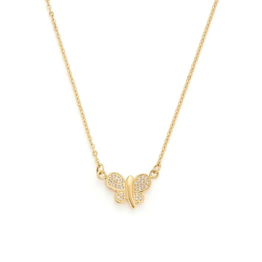 Collier anti-ternissement Leonardo : papillon doré en acier robuste