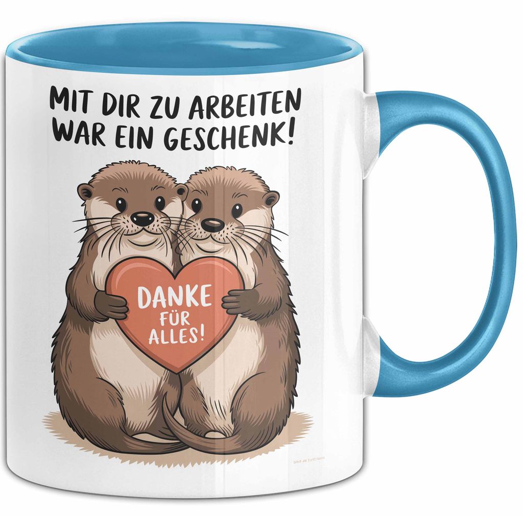 Büroarbeit Kollege Abschied Tasse Geschenk Lustige Geschenkidee Spruch Mit Dir Zu Arbeiten War Ein Geschenk Danke Für Alles (Blau)