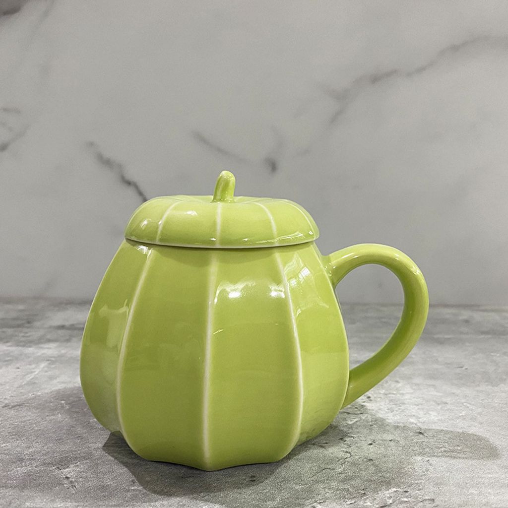 3D Kürbis Kaffeebecher Lustige Geschenk, Emaille Kaffeetasse mit Deckel, Personalisiert Milch-Tee Trinkbecher Geschenk für Muttertag/Vatertags, E...