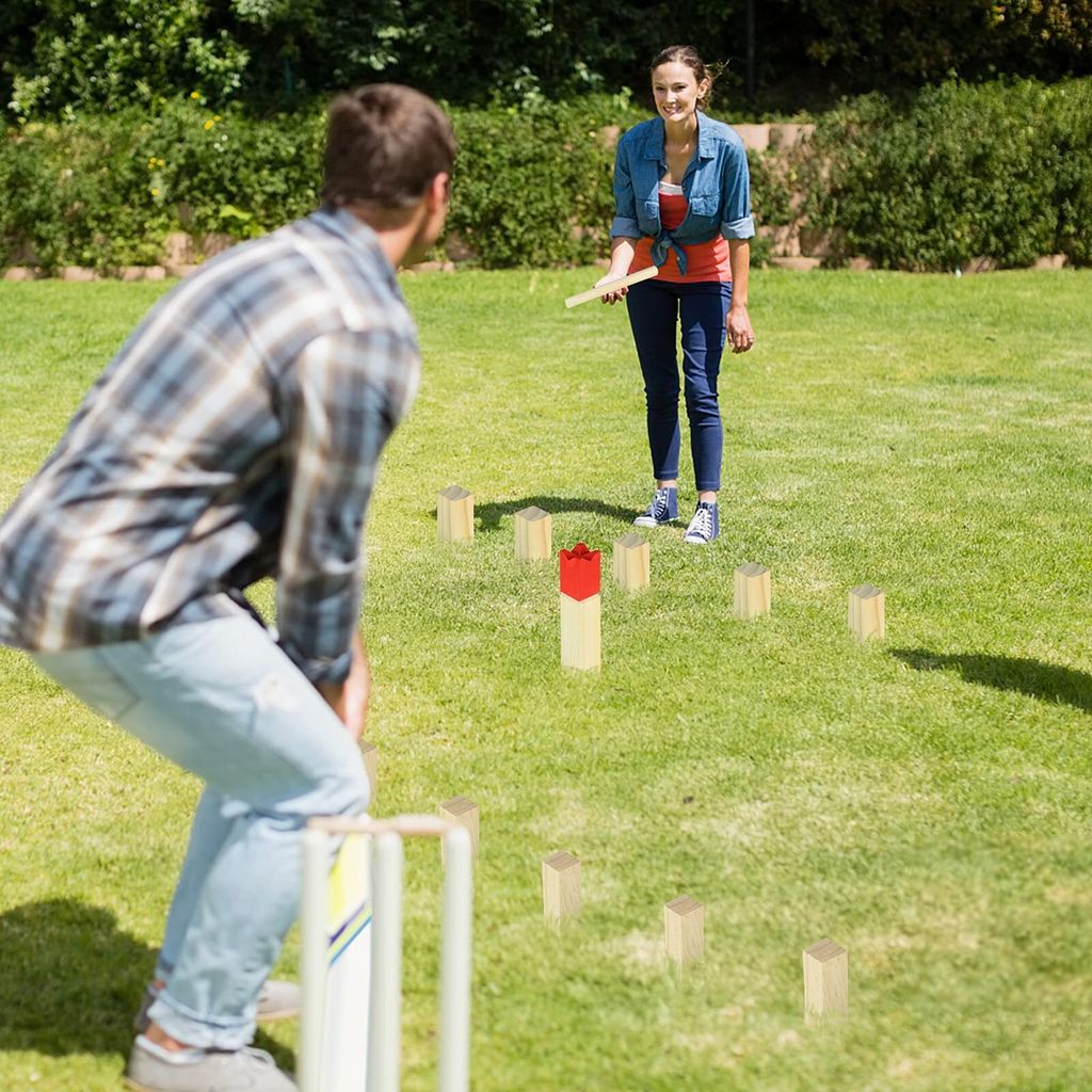 TRMLBE Kubb Wikingerspiel Schachspiel Holz mit Wetterfester Produktbild 7