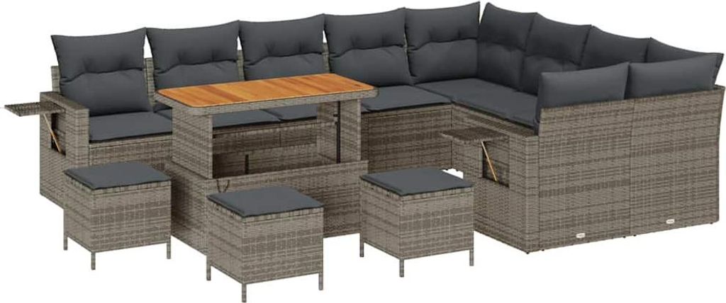 Gartensofa-set 13 pcs Grau Poly-Rattan