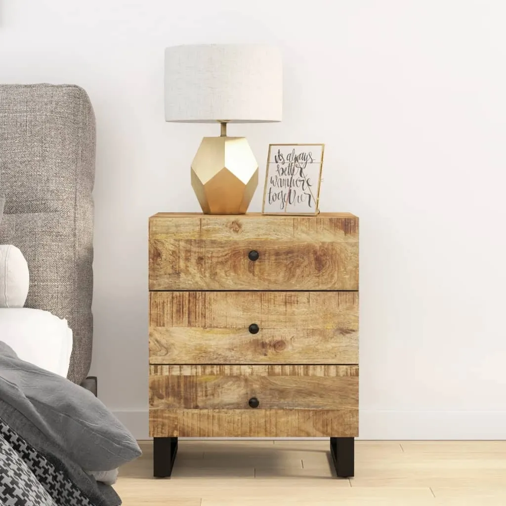 vidaXL Table de nuit 50x33x62 cm en bois de manguier massif et composite