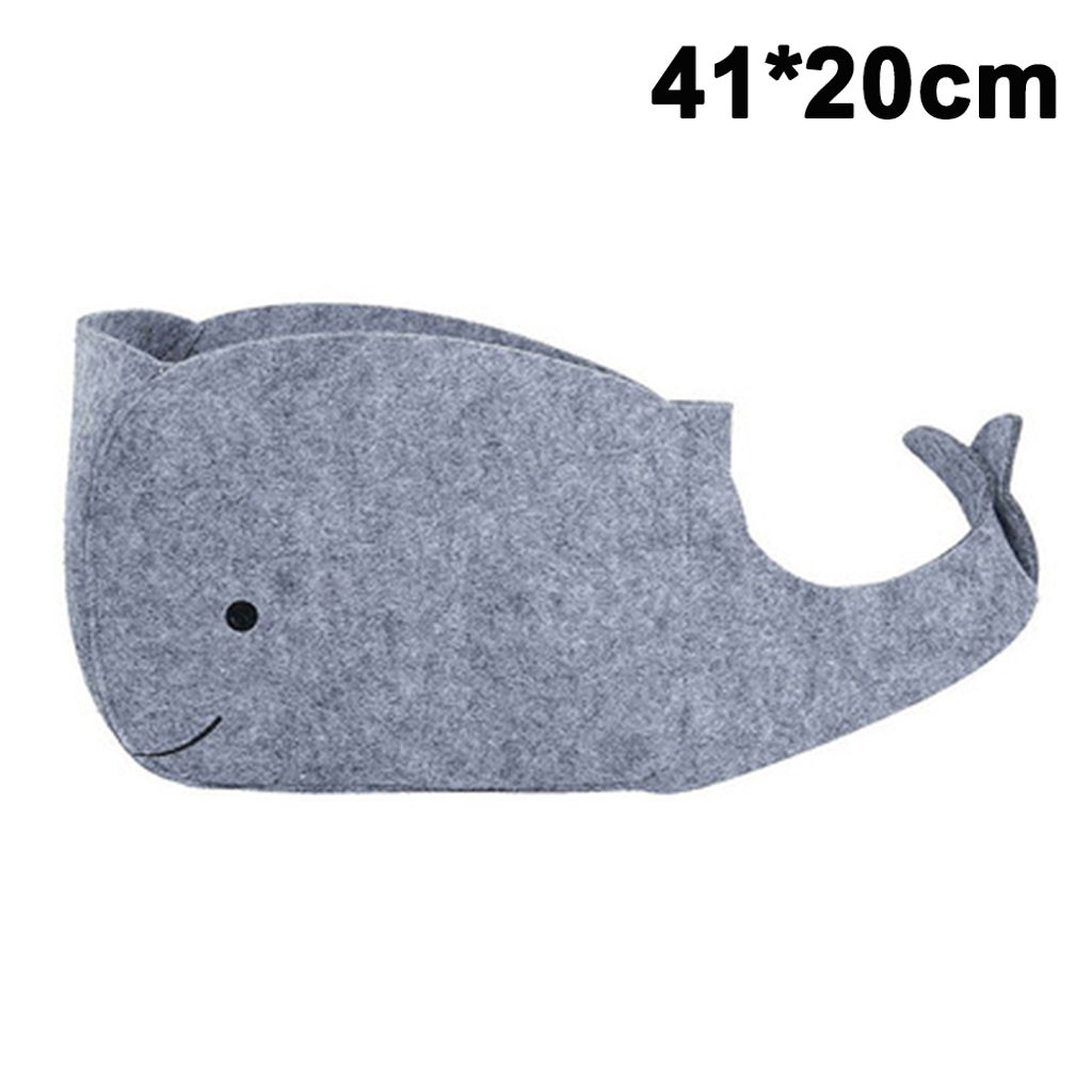 Little Whale Aufbewahrungstasche Grau Kinderspielzeug Niedliche Cartoon-Kleidungsreste Faltbare Filz-Aufbewahrungstasche,S