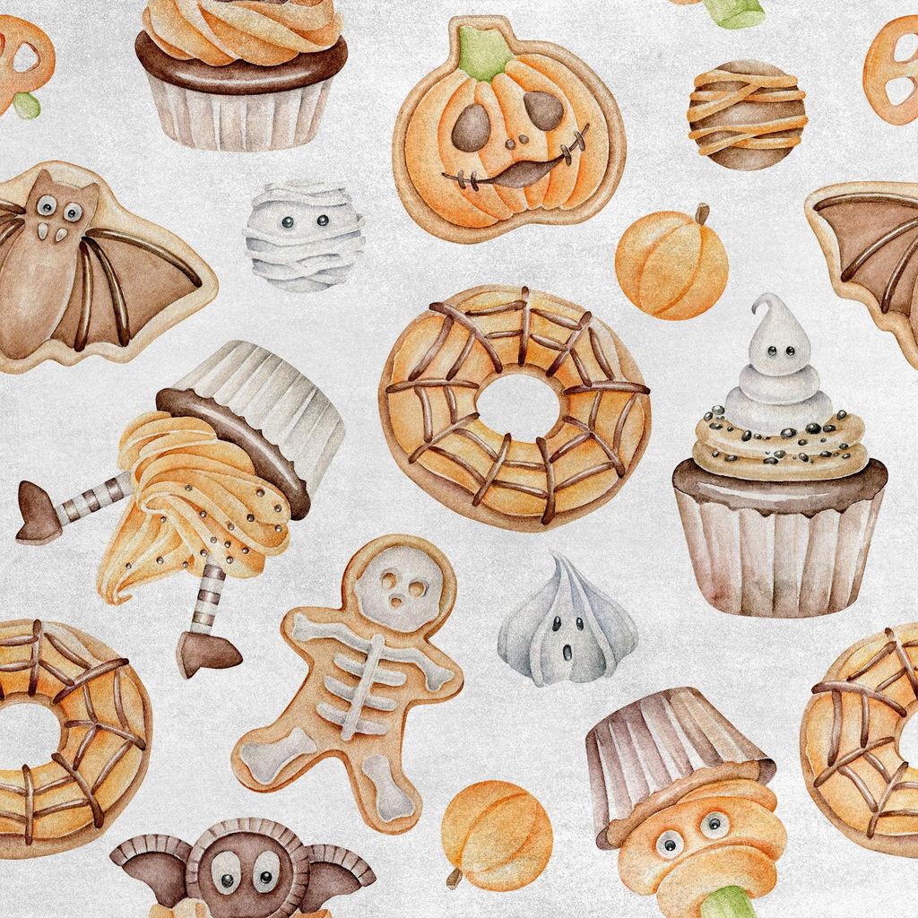Royal Samt Stoff Polyester Zum Nähen - Motiv Halloween-Kekse