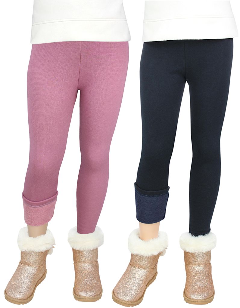 TupTam Meisjes Legging Gevoerd Fleece Winter Thermisch Hoge Taille 2 Paar, 2-pack Zwart/Grijs Gevlekt, 116