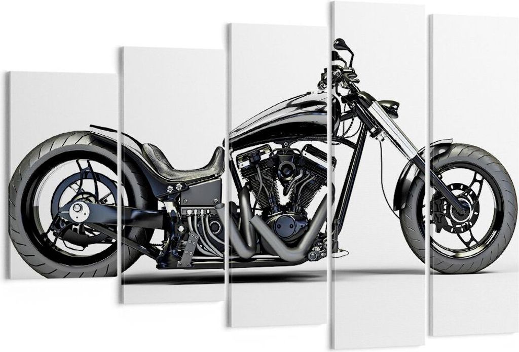 Bild auf Leinwand - Leinwandbild - Freiheit Motorrad Geschwindigkeit Stahl - 150x100cm - Wand Bild - Wanddeko - Leinwanddruck - Bilder - Kunstdruck...