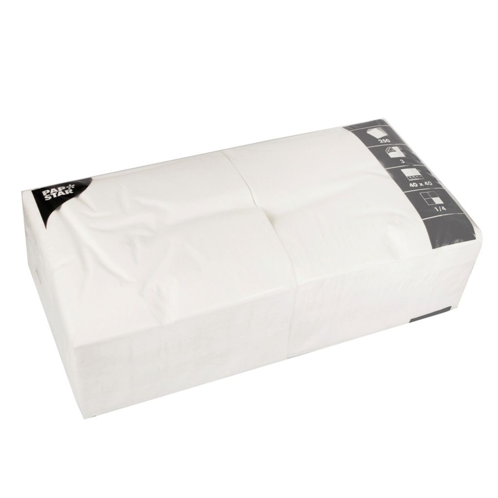 Servietten, 3-lagig 1/4-Falz 40 cm x 40 cm weiss Produktbild 