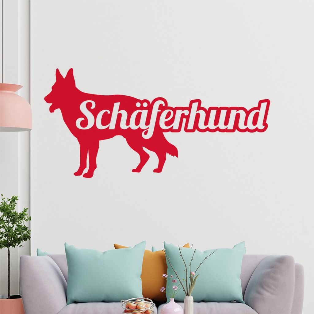 KIWISTAR Schäferhund mit Name Schrift Silhouette Wandtattoo in 6 Größen - Wandaufkleber Wall Sticker - Dekoration, Küche, Wohnzimmer, Schlafzim...