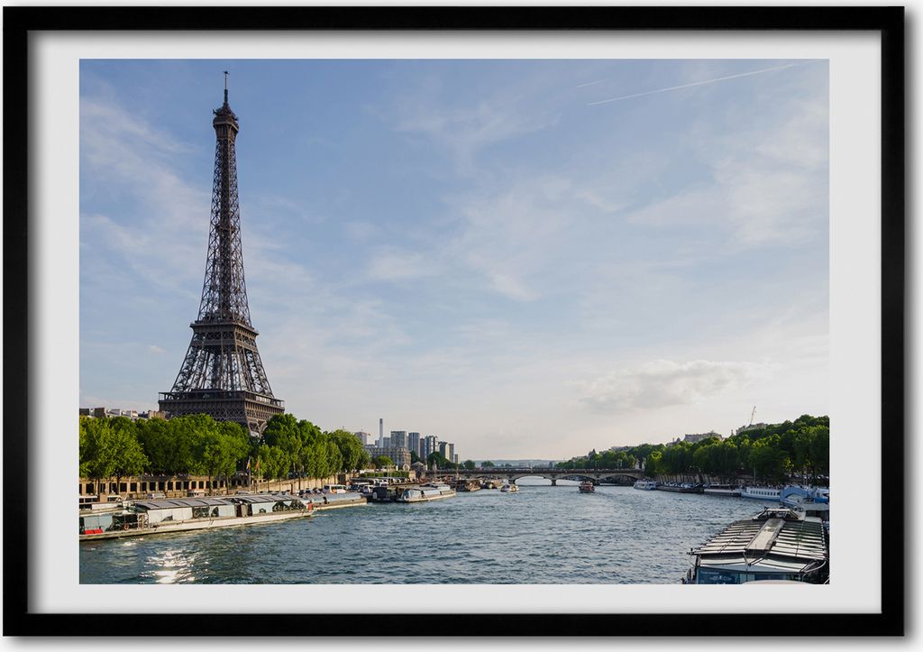 Bild - Bilderrahmen - 100 cm x 70 cm - MDF - Rahmen - Foto - Wandkunst Eiffelturm in Paris