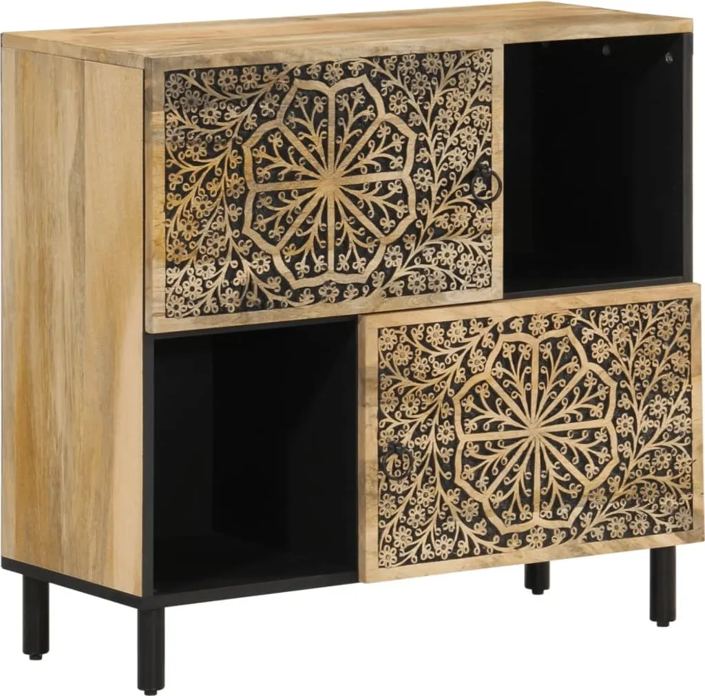 Armoire latérale robuste en manguier massif 80 cm style industriel chic