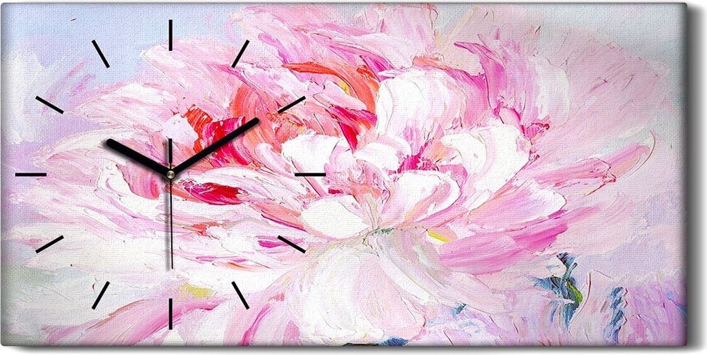 Wandbild Leinwand Bilder mit Uhr Geräuschlos 60x30 Kunst Abstrakte Malerei Blume - schwarze Hände
