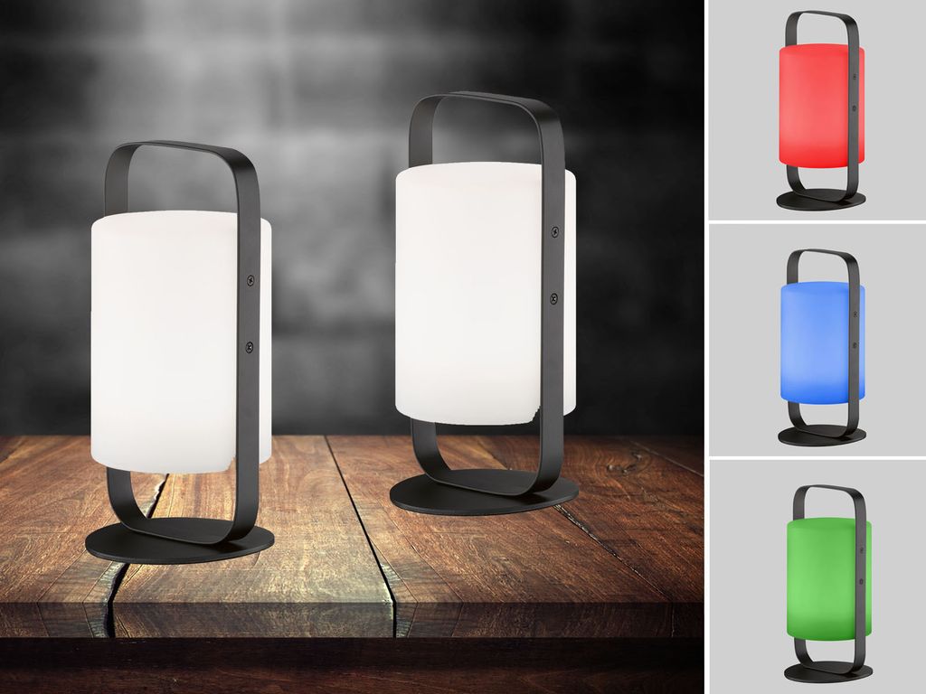 2er SET Outdoor Akku Tischlampen ohne Kabel mit Fernbedienung dimmbar & RGB LED