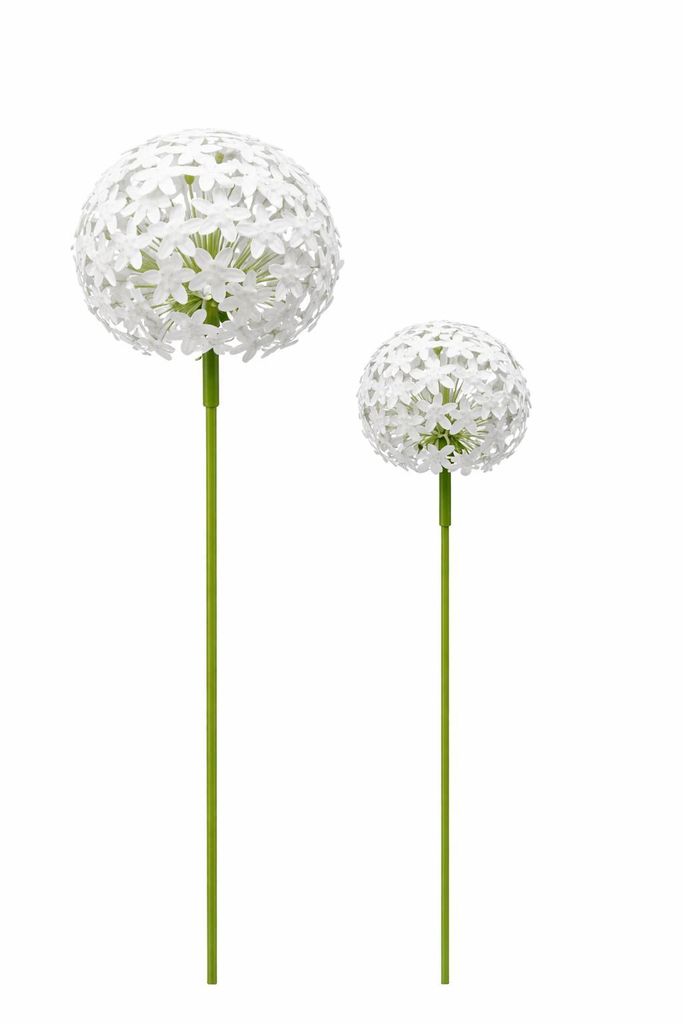 Gartenstecker Metall Allium 2erSet Deko weiß "ArtFerro" D16,2+20cm Blütenkugel