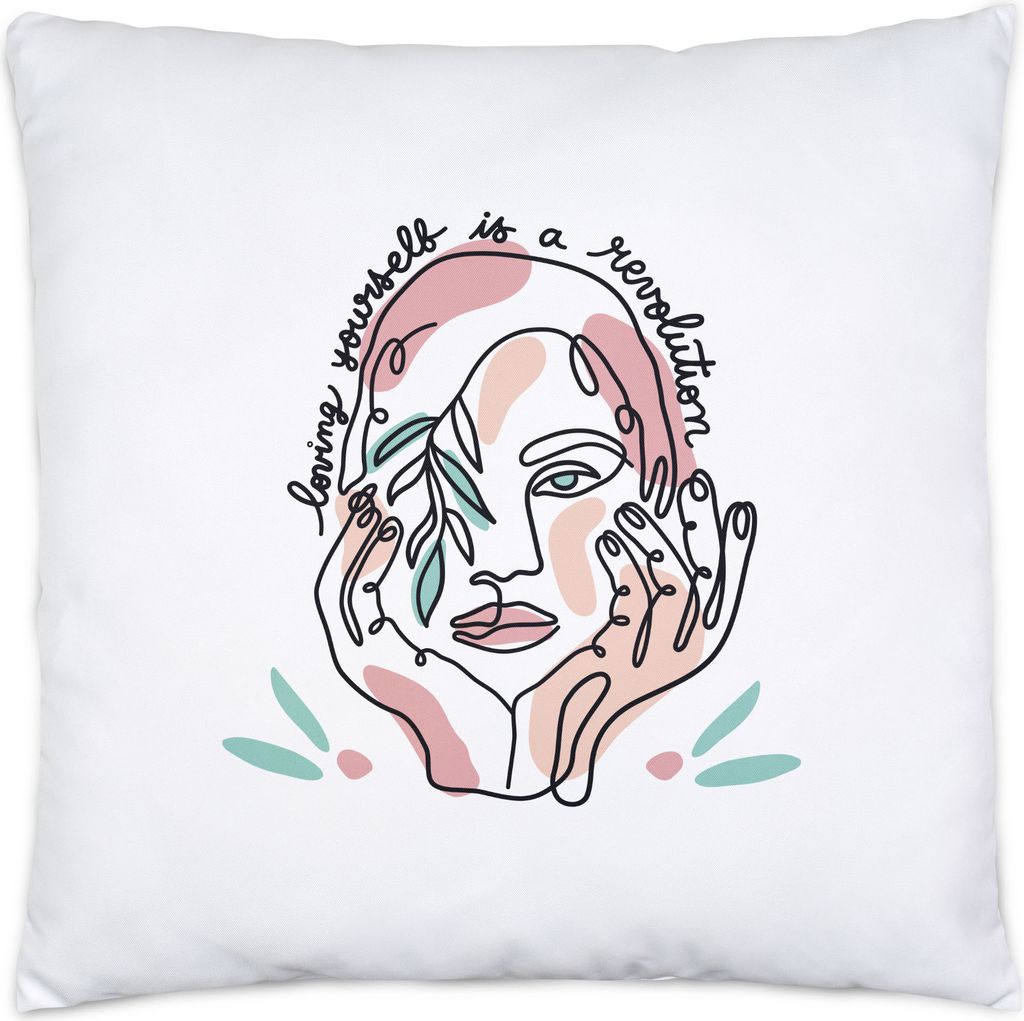 Loving Yourself Revolution Kissen inkl. Füllung Spruch Body Positivity Mental Health Frauentag Positives Denken