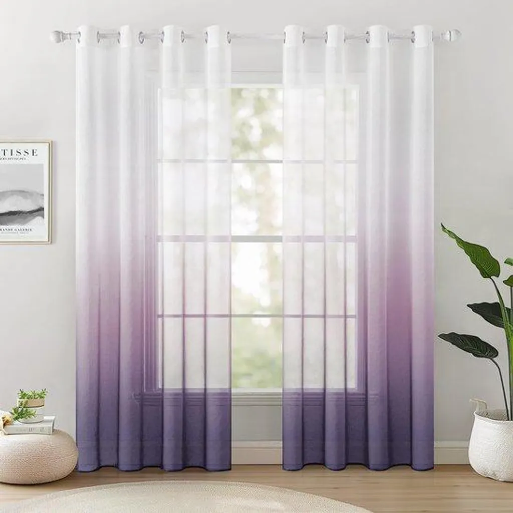 Rideaux violets pour tamiser la lumière - Lot de 2 voilages 140x225 cm