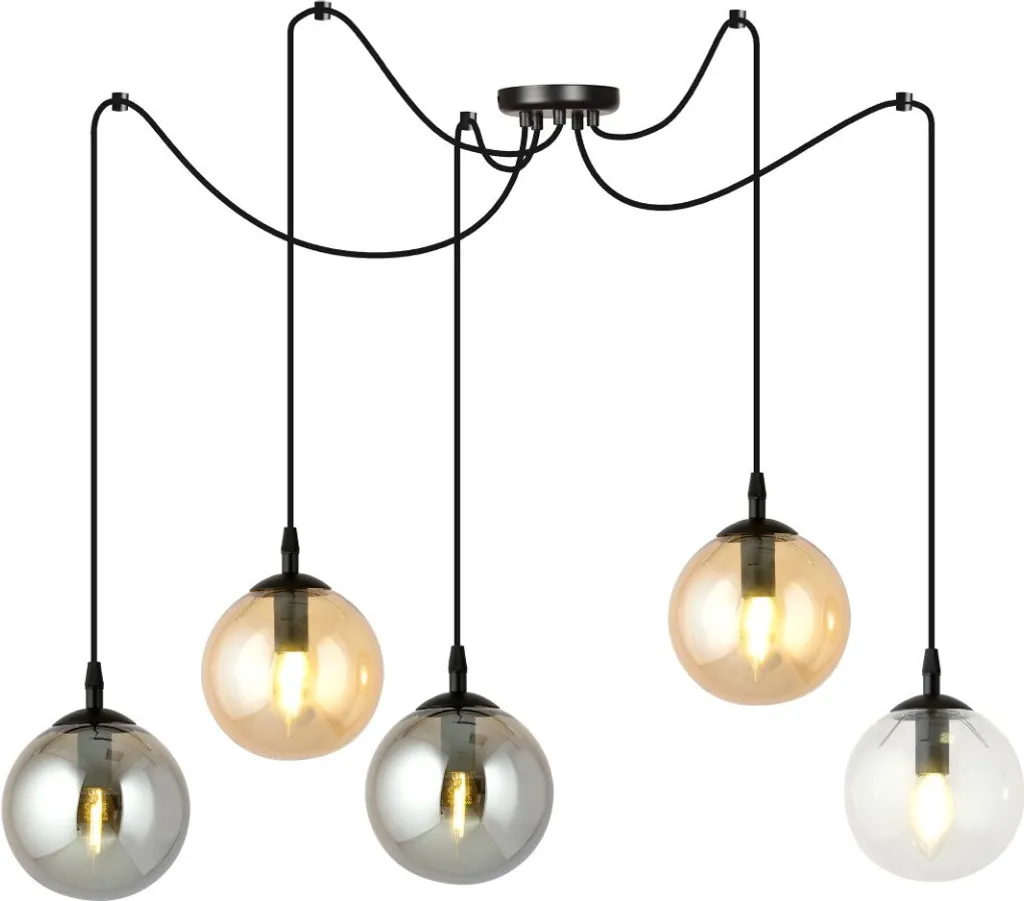 Lustre Emibig GIGI 5 BLACK MIX 939/5 - Plafonnier 5xE14 Noir Moderne