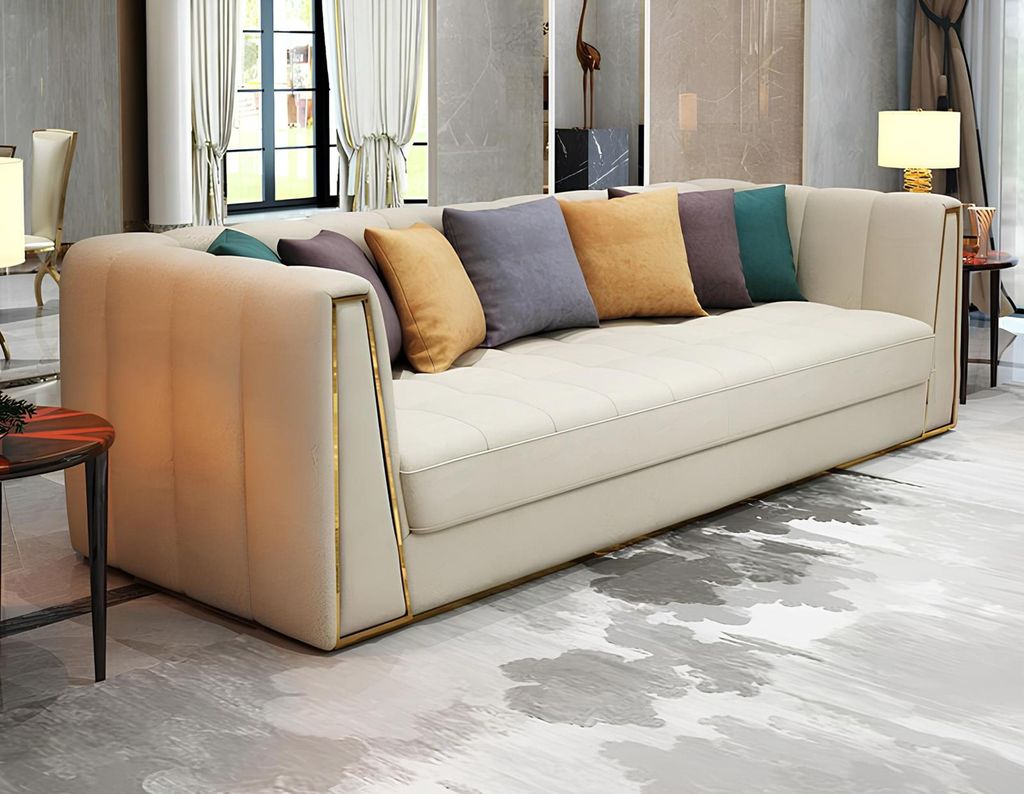 Edelstahl Exklusive Design Möbel 31 Sitzer Hocker Couch Polster Garnitur 3tlg