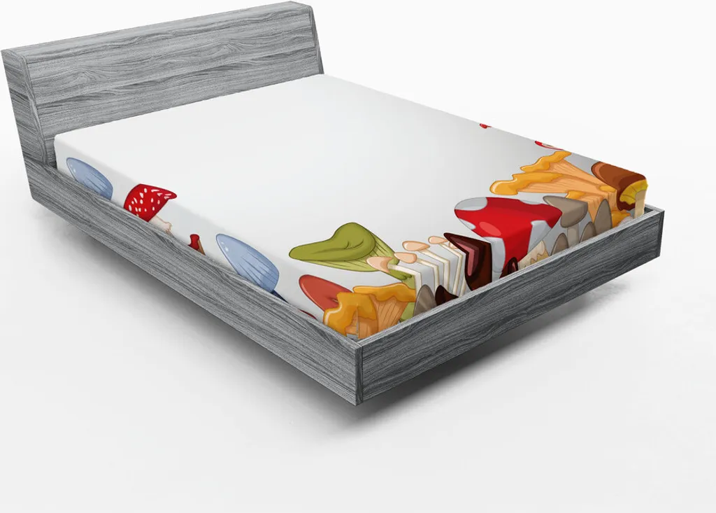 Drap-housse 180x200 cm imprimé champignons avec illustrations colorées