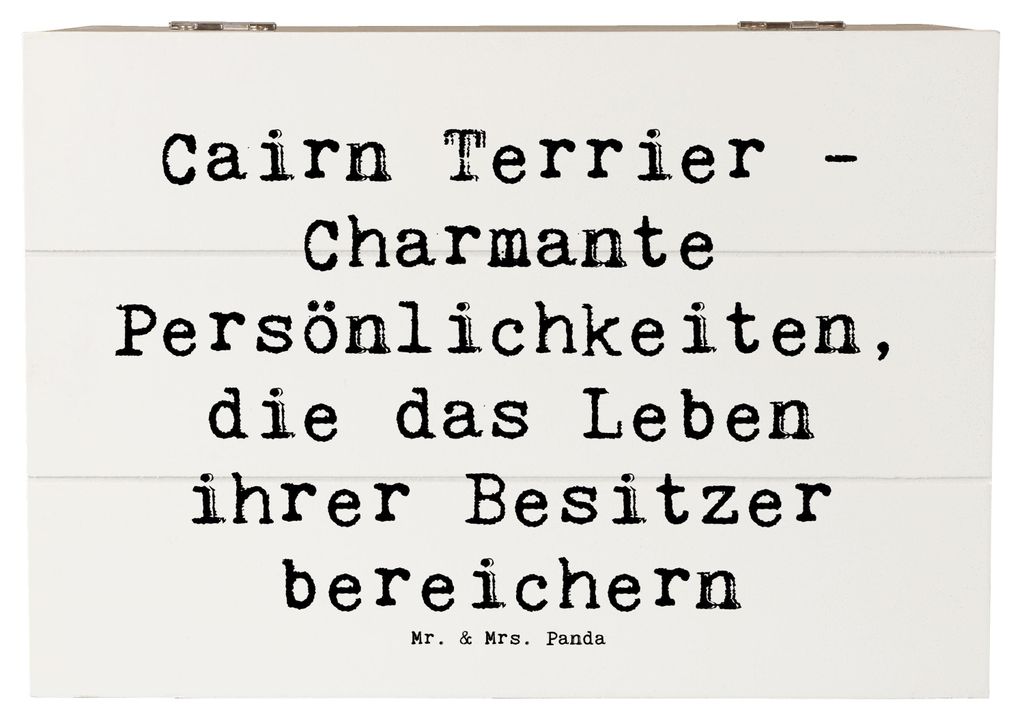 Mr. & Mrs. Panda Geschenkbox Spruch Cairn Terrier 22 x 15 cm - Weiß - Geschenk, lebhaft, schottische Hunderasse, holz, fotobox, Hundeliebhaber, Bo...