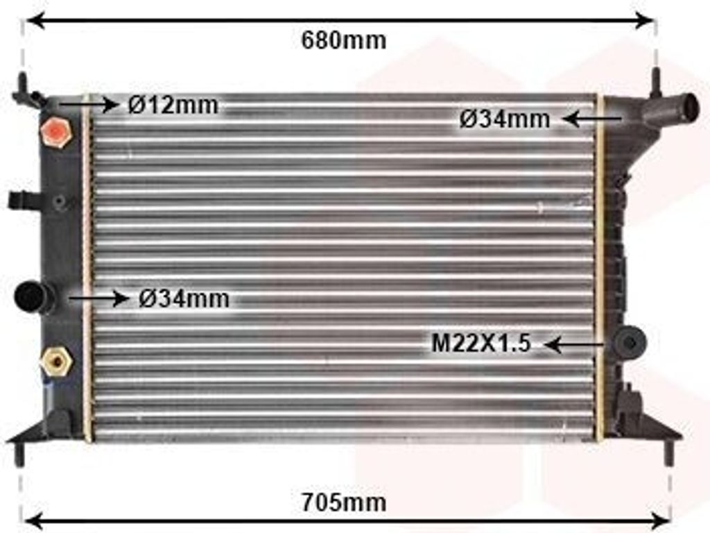 VAN WEZEL 37002219 Kühler Wasserkühler Motorkühler für OPEL VECTRA B (36) VECTRA B Caravan (31) VECTRA B CC (38)