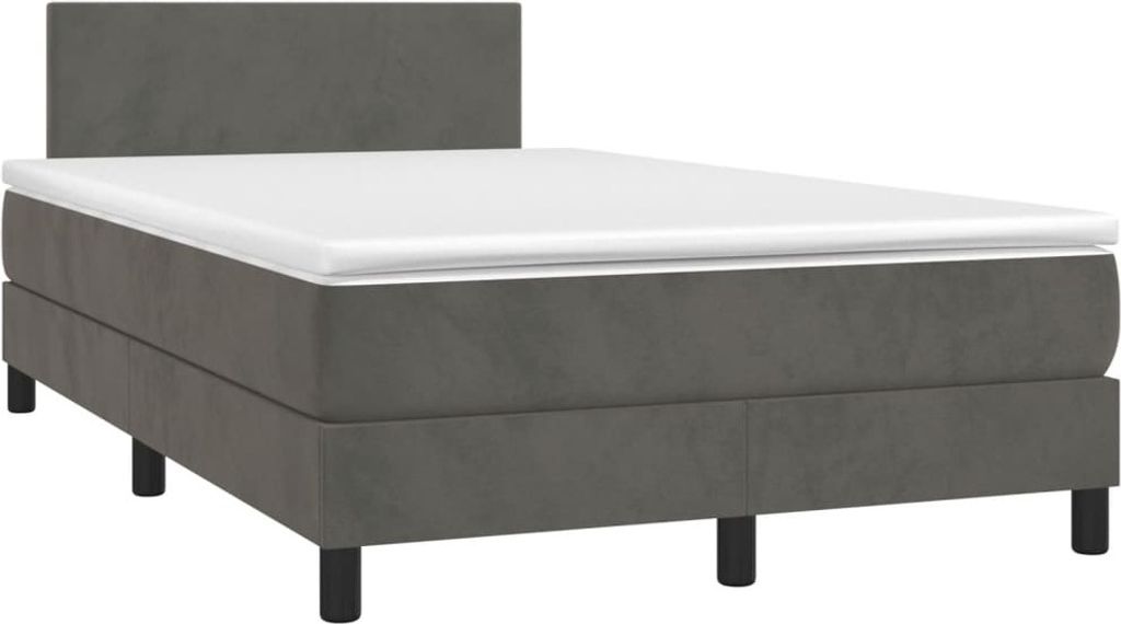 Design Boxspringbett mit Matratze & LED Dunkelgrau 120x190 cm Samt, Klassische Betten 2024 Neu