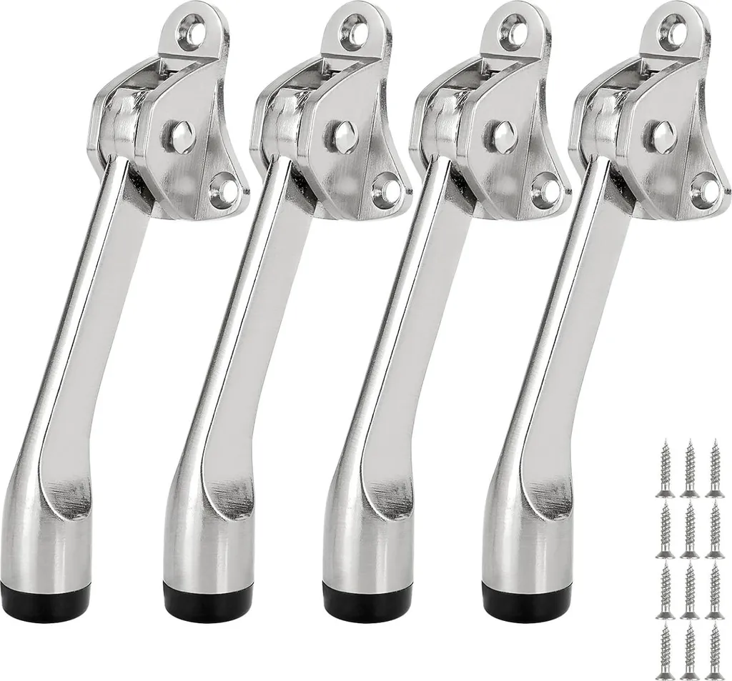 Butée de Porte Argentée Ajustable en Zinc pour Intérieur et Extérieur