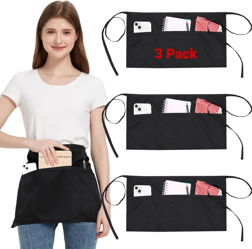 3-teiliges Schürzenset mit 3 Taschen und verstellbarem Produktbild 