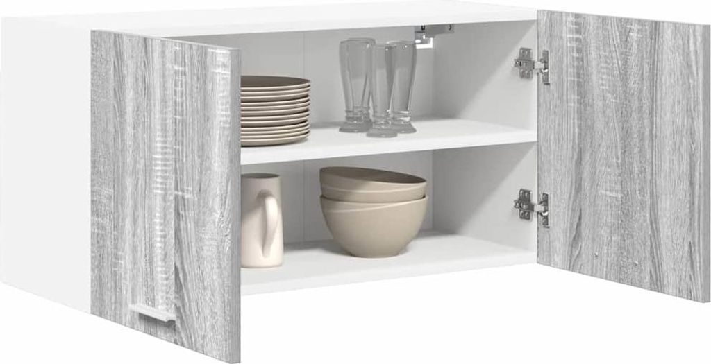 (Design 2026) Hängeschrank Graues Sonoma 80 x 31 x 40cm Holzwerkstoff - HOMMIE 120288 - Küchenschränke