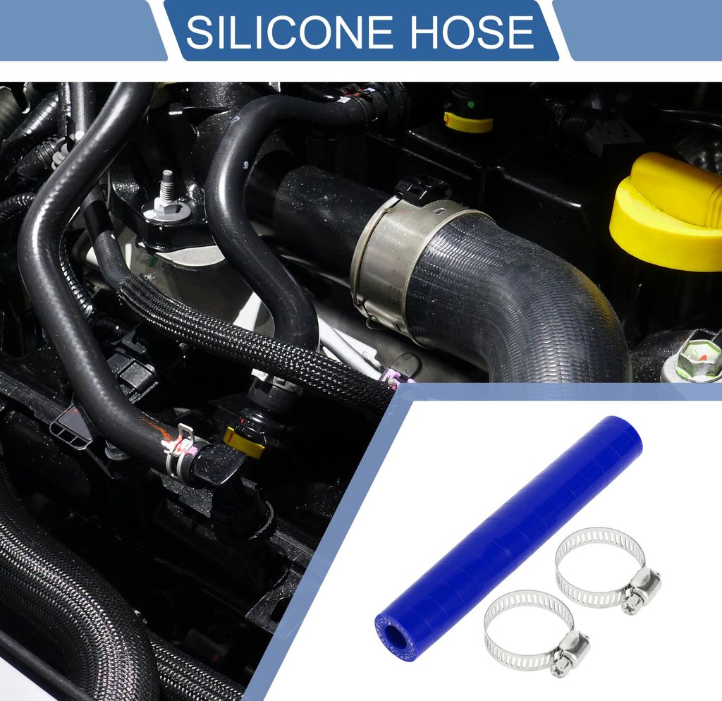 1 Satz 10mm/0,39" ID 127mm/5" Länge 0 Grad blau Autosilikonschlauch mit Schellen Kühlmittelschlauch Universal