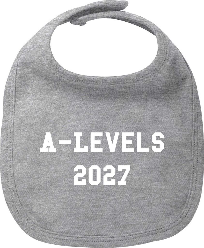 Huuraa Baby Lätzchen A-Levels 2027 Abschluss Großbritannien Heather Grey Klettverschluss Baumwolle Latz Geschenkidee