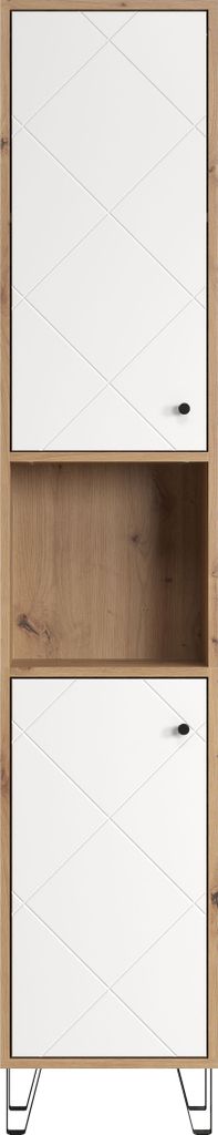 Touch Hochschrank Bad wandhängend Eiche Nachbildung, weiß Produktbild 