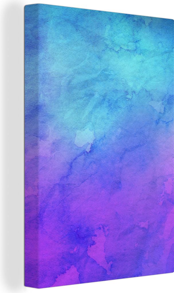 OneMillionCanvasses - Leinwandbilder - 90x140 cm, Aquarell - Lila - Hellblau, Wandbilder Kunstdruck Wanddekoration - Foto auf Leinwand - Gemälde...
