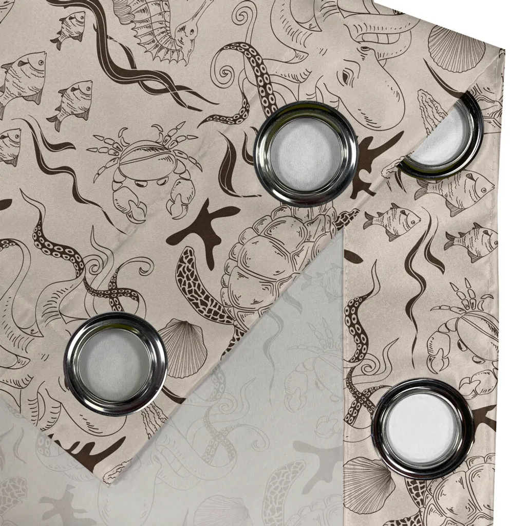 Arredo Marino: Tenda ABAKUHAUS Beige con Polpo e Granchio 280x245 - 2