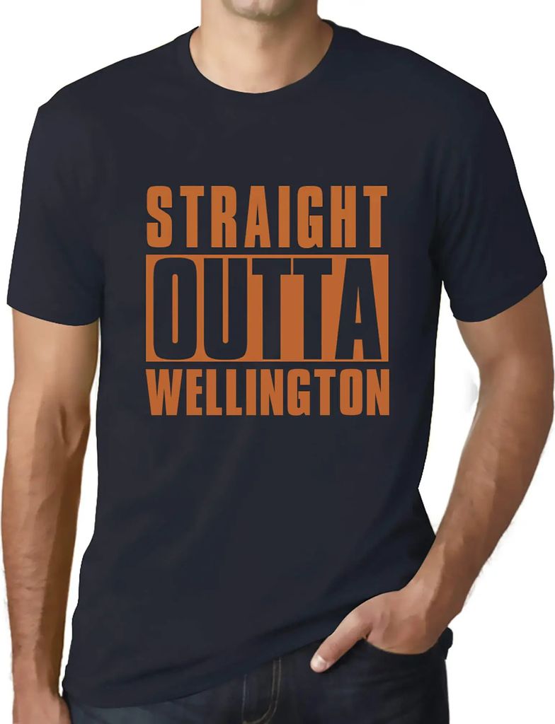 Herren Grafik T-Shirt Direkt aus Wellington – Straight Outta Wellington – Öko-Verantwortlich Vintage Jahrgang Kurzarm Lustige Druck Geburtstag