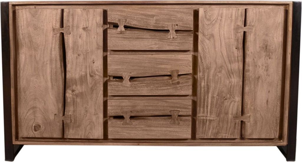 Sideboard mit natürlicher Baumkante, Akazie Metall, 200 cm Produktbild 