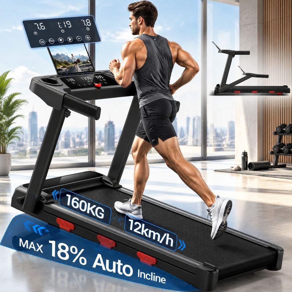 Laufband Klappbar, 12km/h, 3.0HP Bürstenloser Motor, 18% Produktbild 