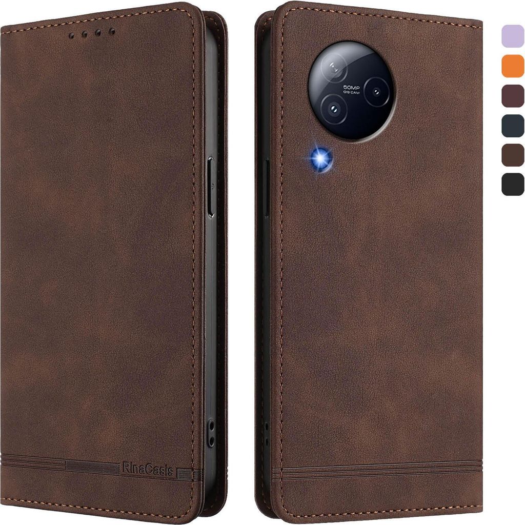 Hülle für Xiaomi Civi 3, Retro Kunstleder Ständer Klapphülle mit Kartenfächer und Magnetische Braun