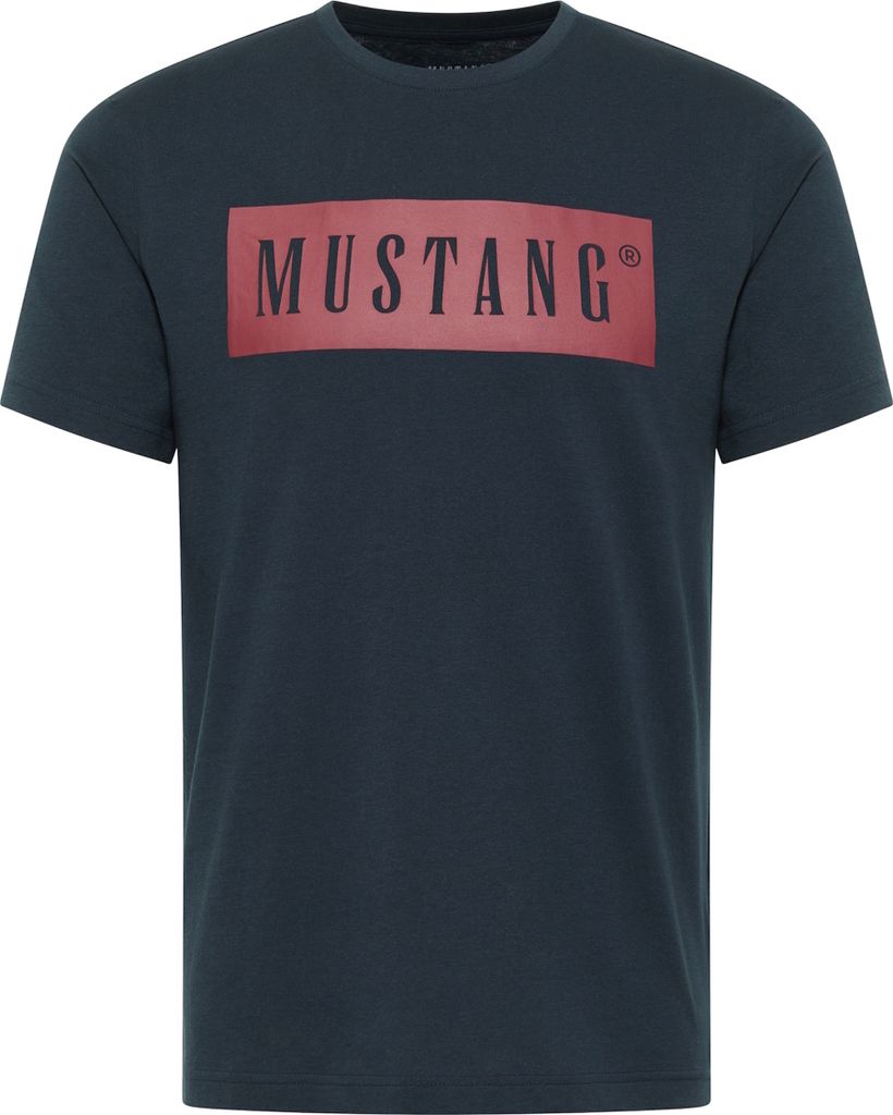 MUSTANG Herren T-Shirt - Austin, Big Logo, Baumwolle, Single Jersey Dunkelblau S