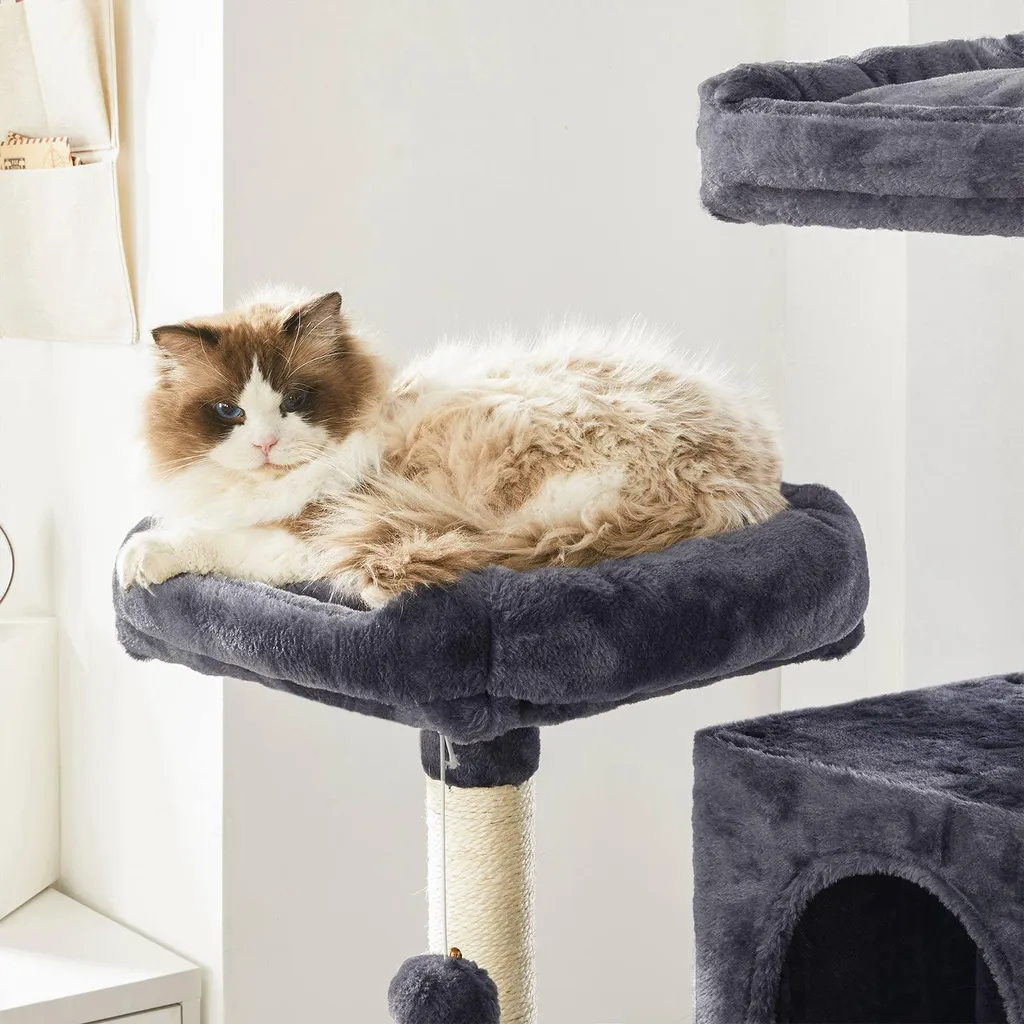 Arbre à chat avec boules en fourrure - Structure stable en bois beige - 4